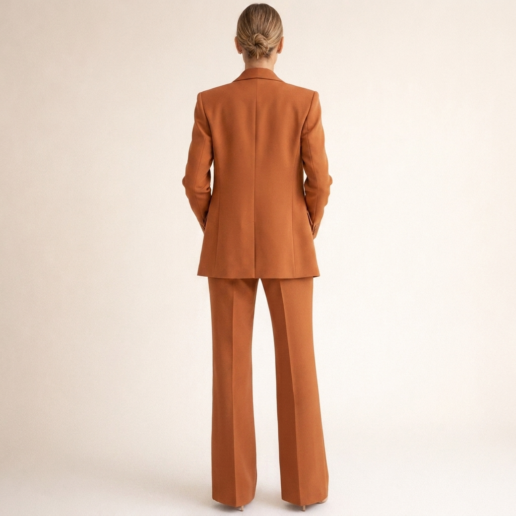 Women's Tailored Pantsuit Two Piece with Wide Leg Trousers and Notched Lapel Blazer - Image 17