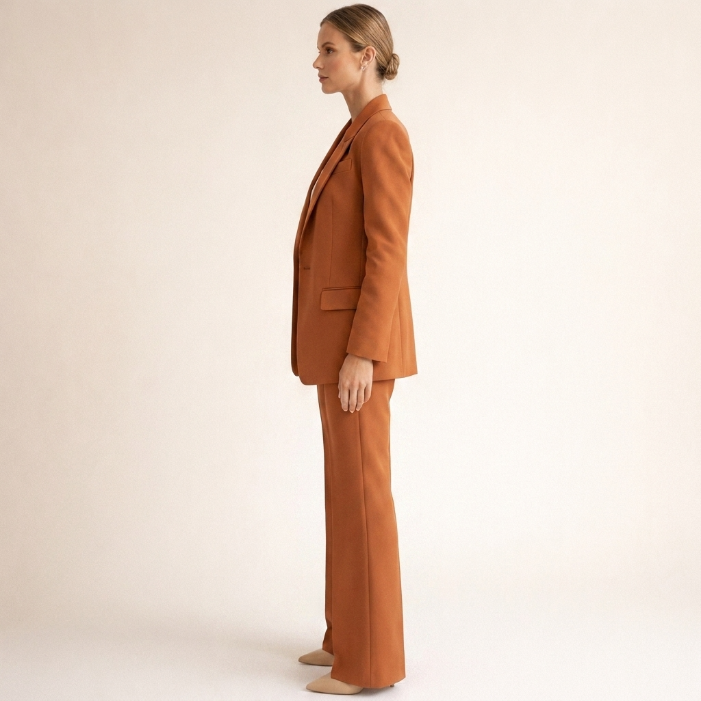 Women's Tailored Pantsuit Two Piece with Wide Leg Trousers and Notched Lapel Blazer - Image 18
