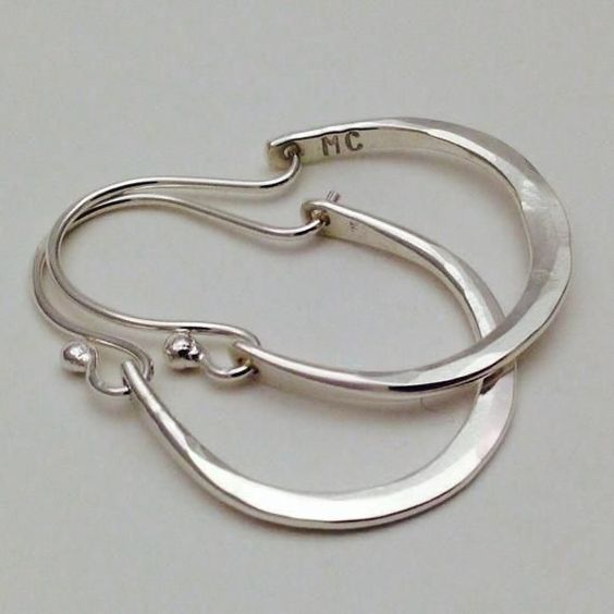 Women's Tapered Crescent Hoop Earrings Hook Closure - Image 1