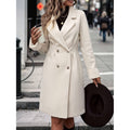 Women's Trench Dress Coat Double Breasted with Notched Lapel and Sherpa Cuffs - Image 1