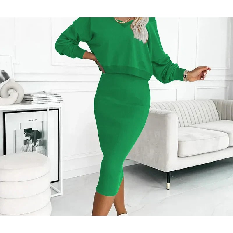 Women's Two Piece Midi Dress Set Sleeveless Cropped Pullover | Off Shoulder - Image 3