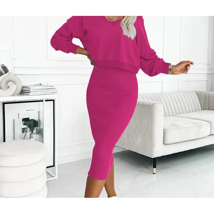 Women's Two Piece Midi Dress Set Sleeveless Cropped Pullover | Off Shoulder - Image 6