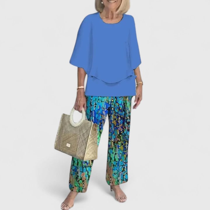 Women's Two Piece Pants Set Layered Tunic | Crew Neck - Image 10