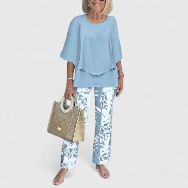 Women's Two Piece Pants Set Layered Tunic | Crew Neck - Image 11