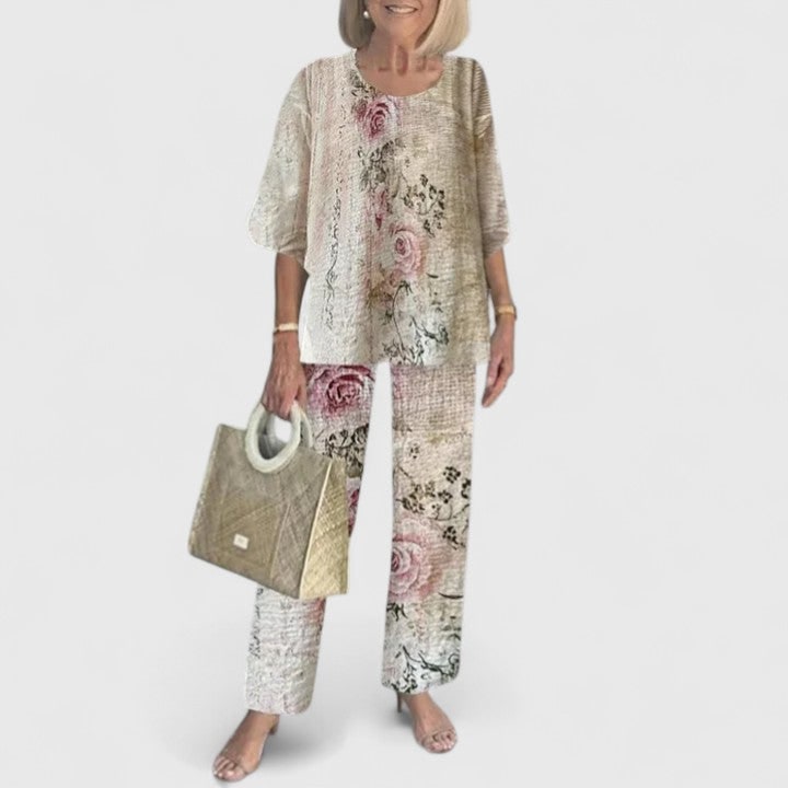 Women's Two Piece Pants Set Layered Tunic | Crew Neck - Image 12