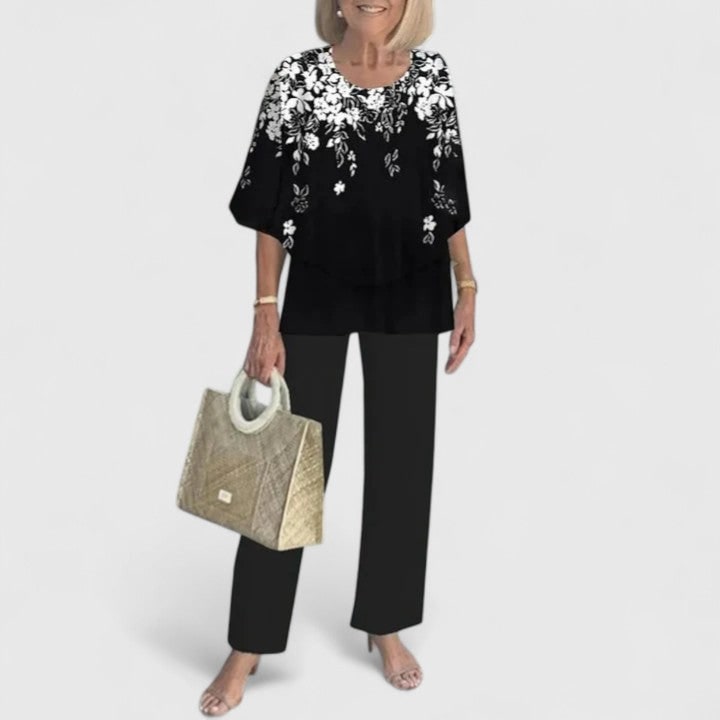 Women's Two Piece Pants Set Layered Tunic | Crew Neck - Image 13