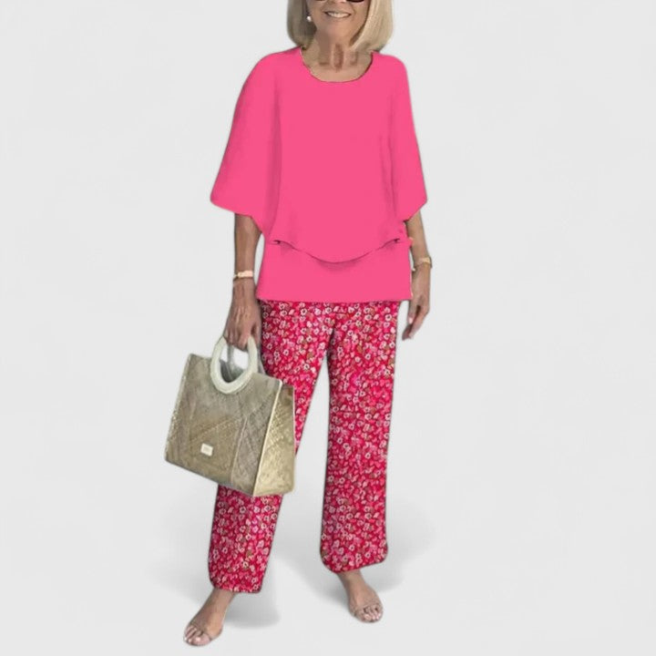 Women's Two Piece Pants Set Layered Tunic | Crew Neck - Image 7