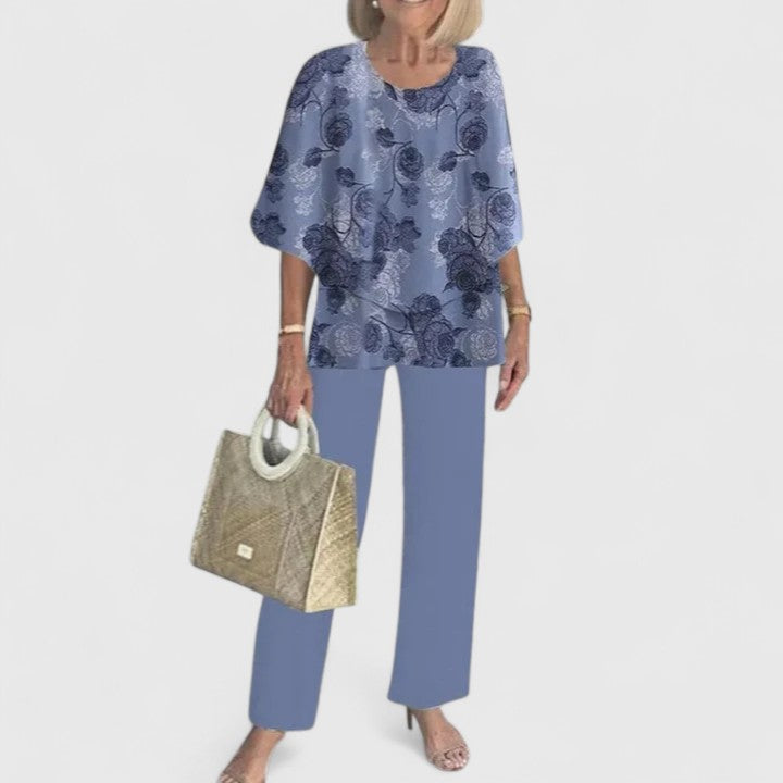 Women's Two Piece Pants Set Layered Tunic | Crew Neck - Image 8
