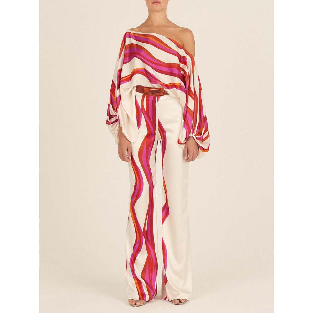 Women's Two Piece Set Off Shoulder Wide Leg Pants | Balloon Sleeves - Image 1