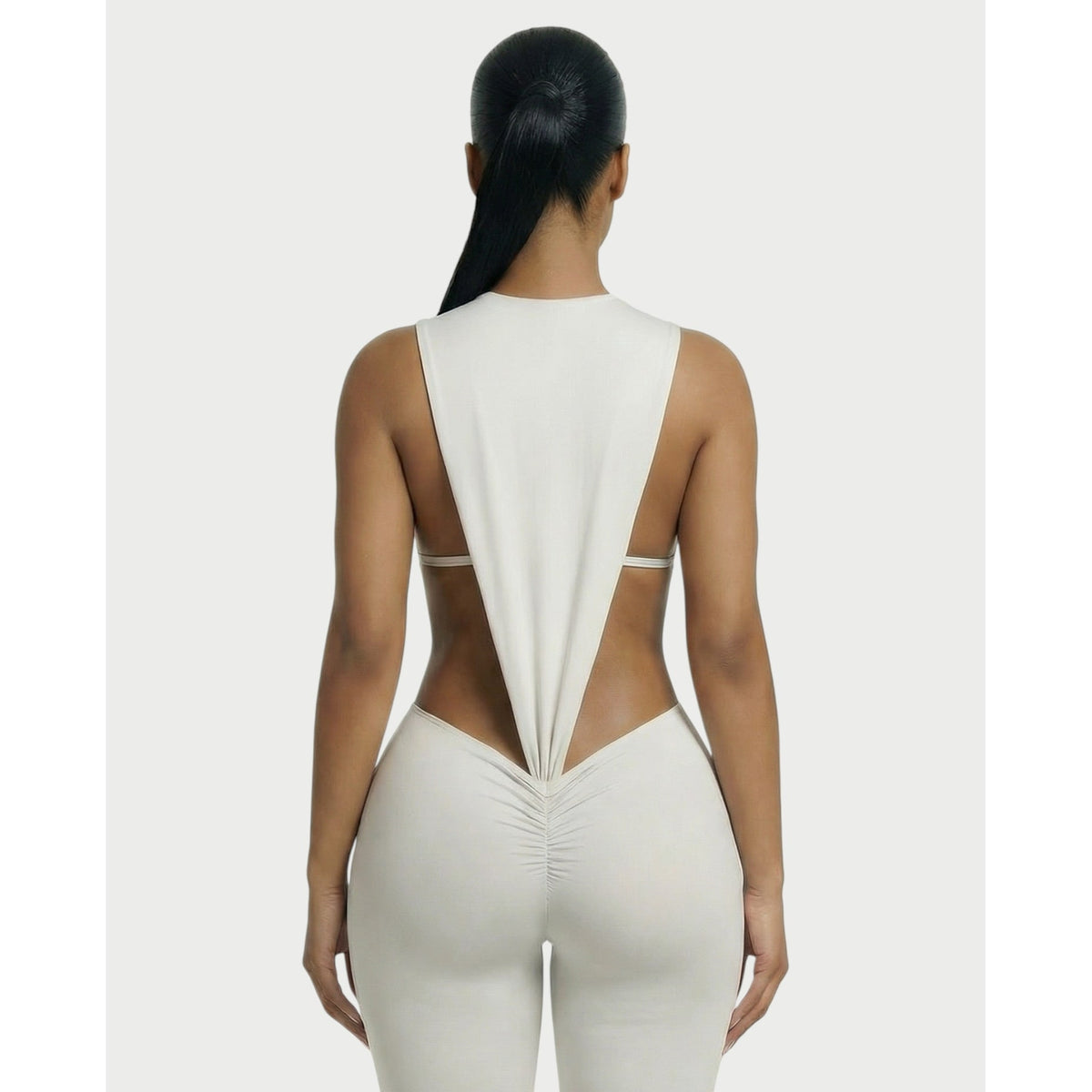 Women's Two Piece Set Sleeveless Cutout Bodysuit and Ruched High Waist Leggings - Image 10