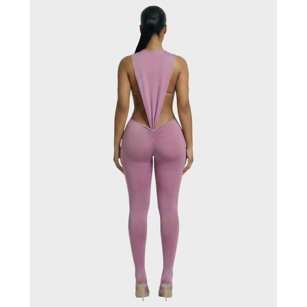 Women's Two Piece Set Sleeveless Cutout Bodysuit and Ruched High Waist Leggings - Image 12