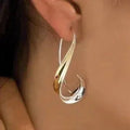 Women's Two-Tone Twisted Dangle Earrings Wire Hook Drop - Image 1