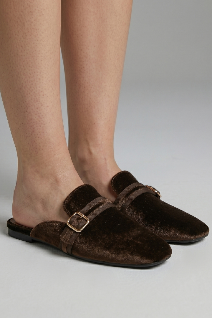Women's Velvet Block Heel Mules with Square Toe Slip-On and Grosgrain Ribbon - Image 4