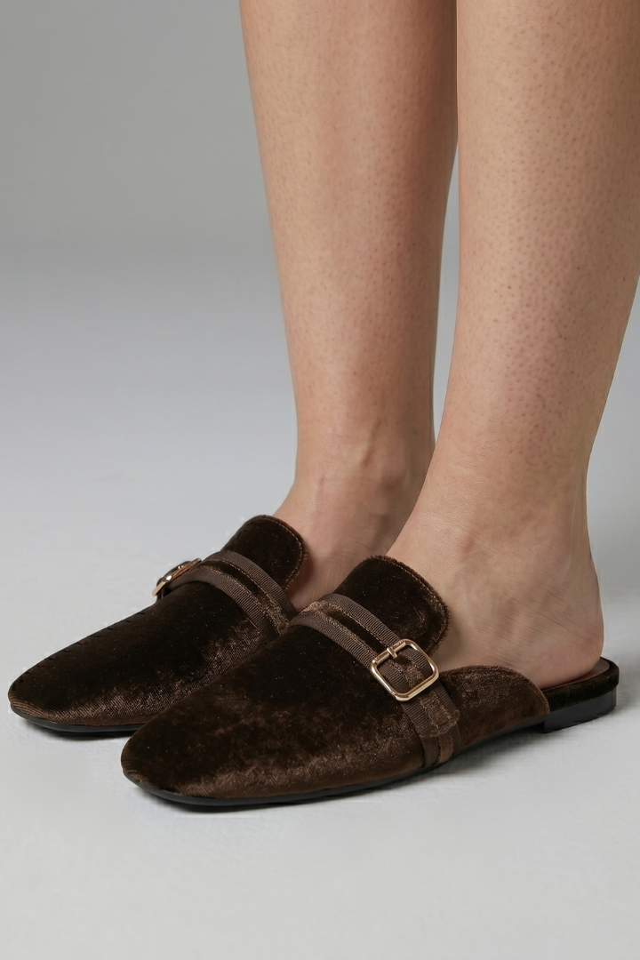 Women's Velvet Block Heel Mules with Square Toe Slip-On and Grosgrain Ribbon - Image 5