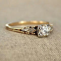 Women's Vintage Engagement Ring Round Stone Filigree Gold Polished - Image 1