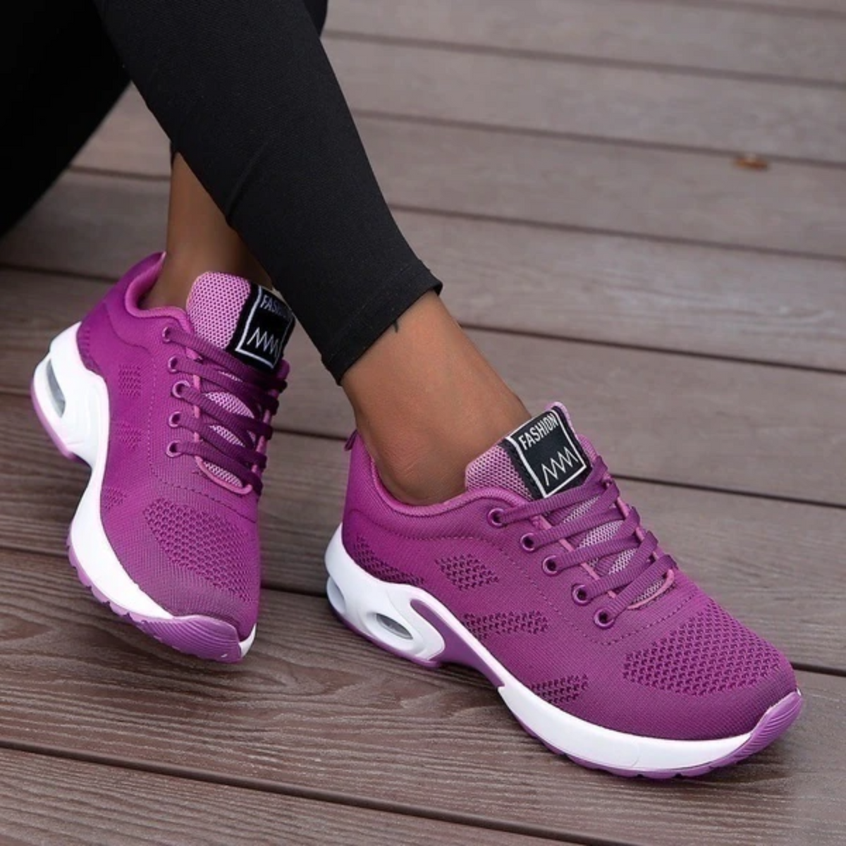Women's Walking Shoes and Sneakers with Mesh Lace-Up and Air Cushion Sole - Image 4