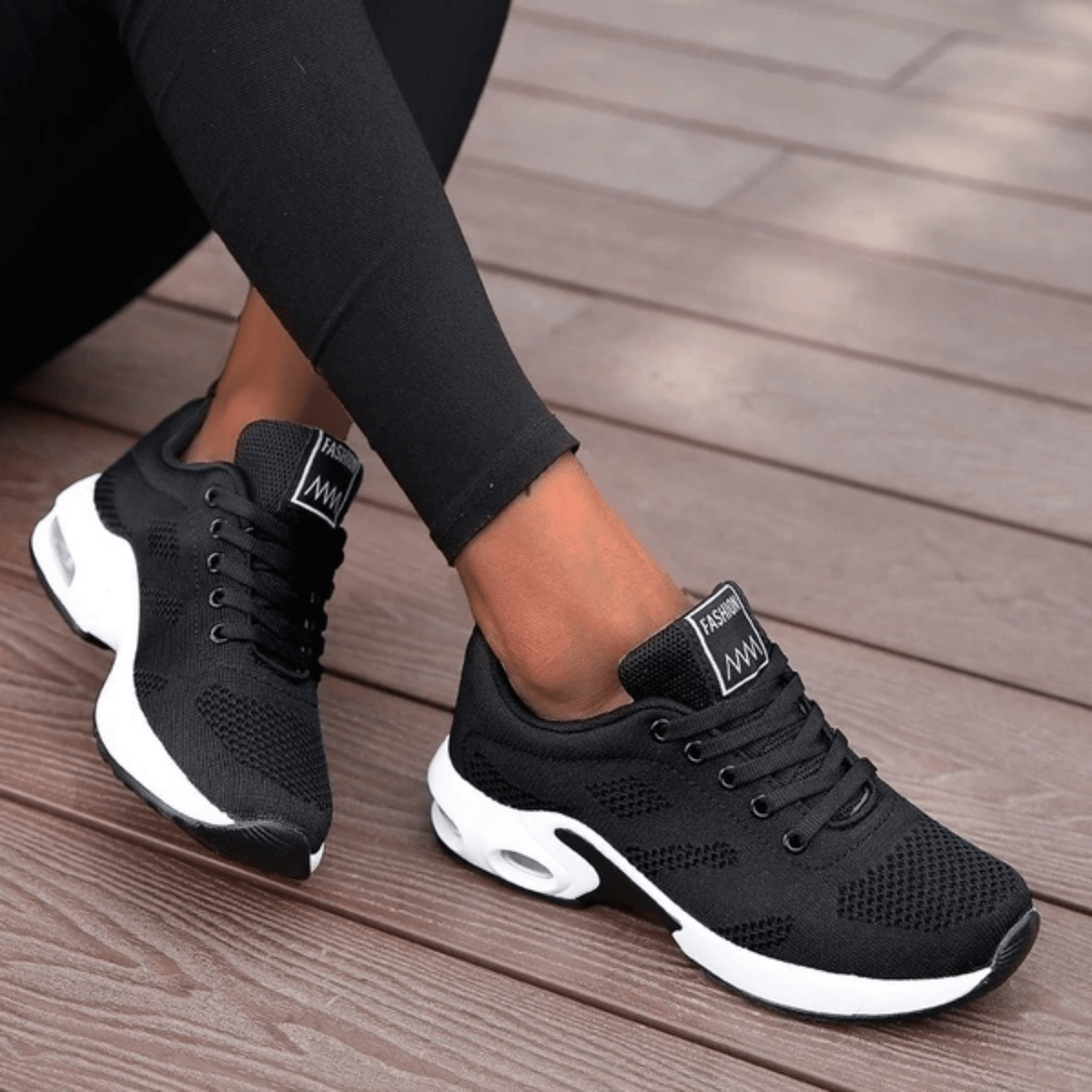 Women's Walking Shoes Sneakers with Mesh Knit Lace-Up and Air Cushion Support - Image 1