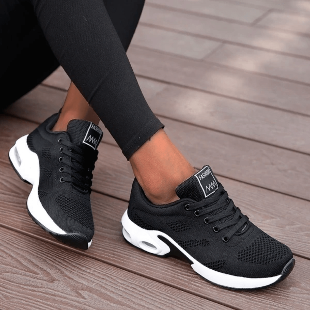 Women's Walking Shoes Sneakers with Mesh Knit Lace-Up and Air Cushion Support - Image 1
