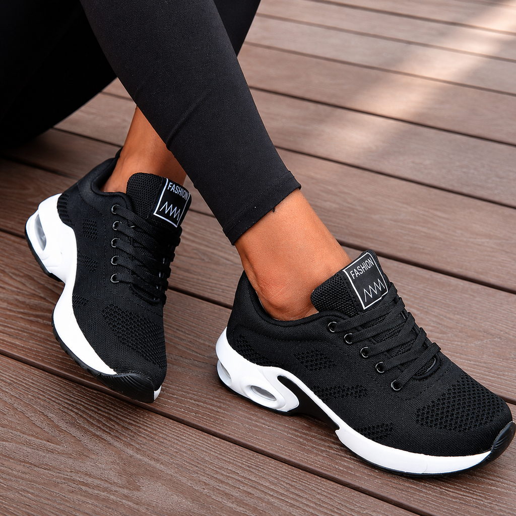 Women's Walking Shoes Sneakers with Mesh Knit Lace-Up and Air Cushion Sole - Image 2
