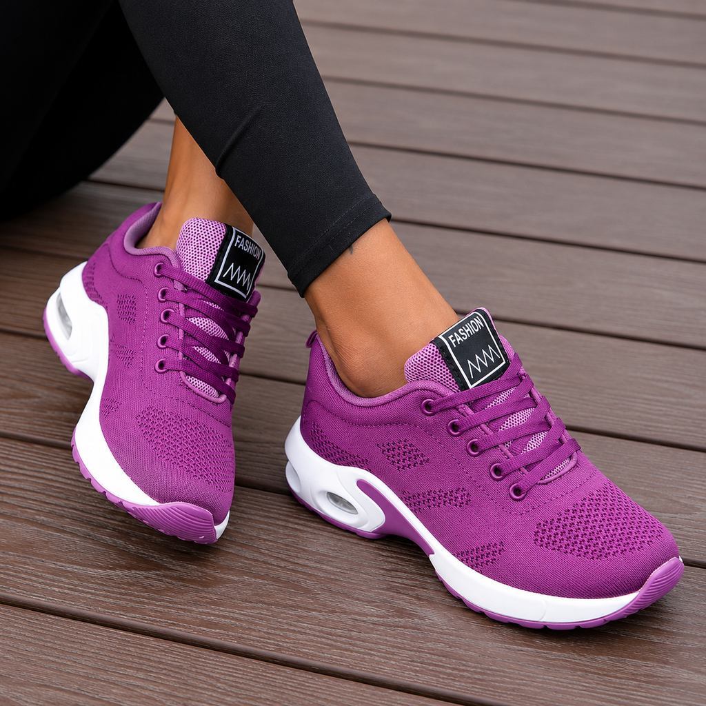 Women's Walking Shoes Sneakers with Mesh Knit Lace-Up and Air Cushion Sole - Image 3