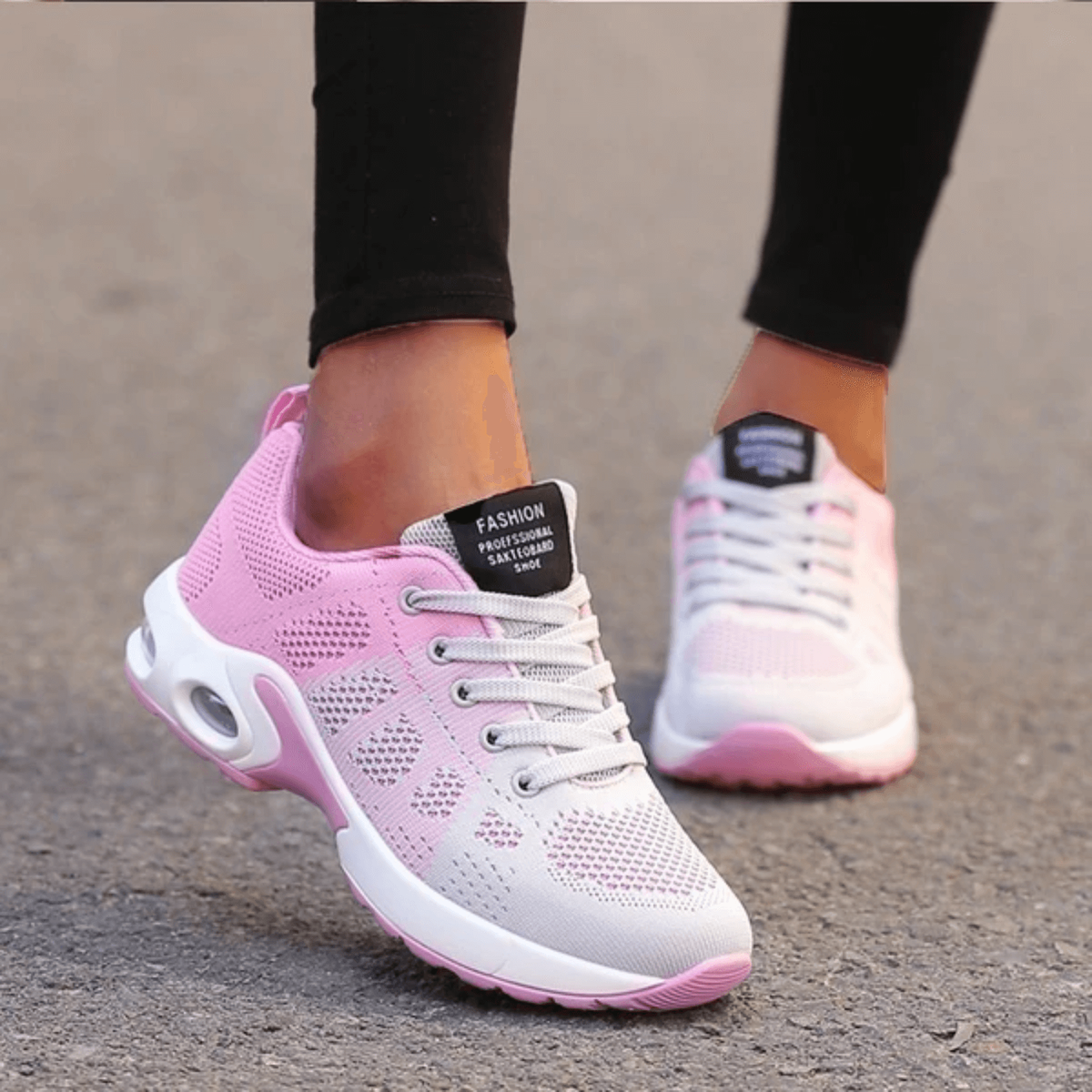Women's Walking Shoes Sneakers with Mesh Knit Lace-Up and Air Cushion Support - Image 4