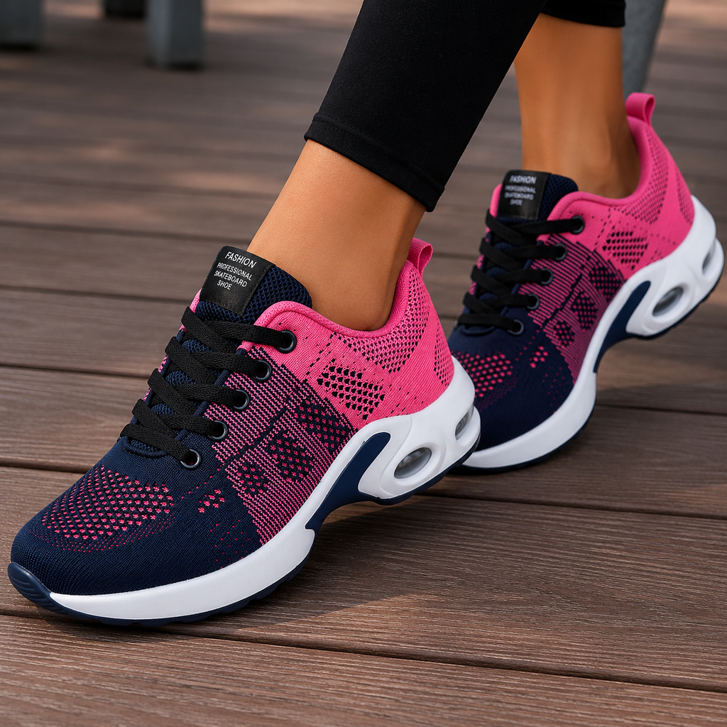 Women's Walking Shoes Sneakers with Mesh Knit Lace-Up and Air Cushion Sole - Image 4