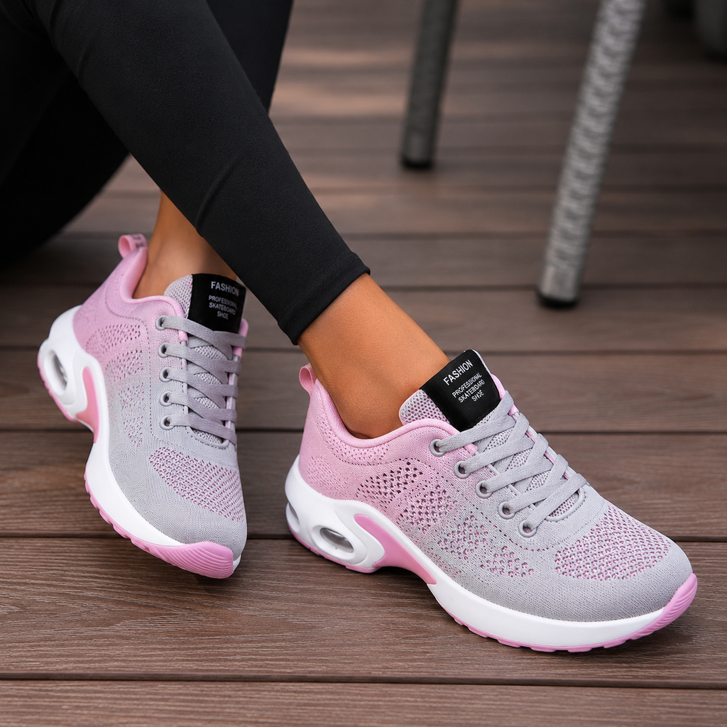 Women's Walking Shoes Sneakers with Mesh Knit Lace-Up and Air Cushion Sole - Image 5