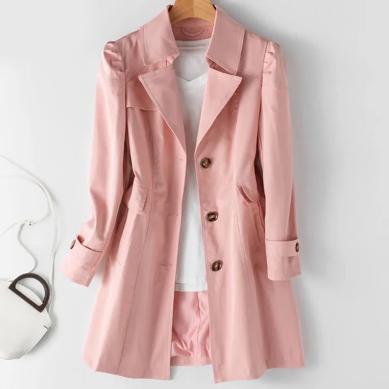 Women's Water Resistant Classic Trench Coat with Notched Lapels - Image 3