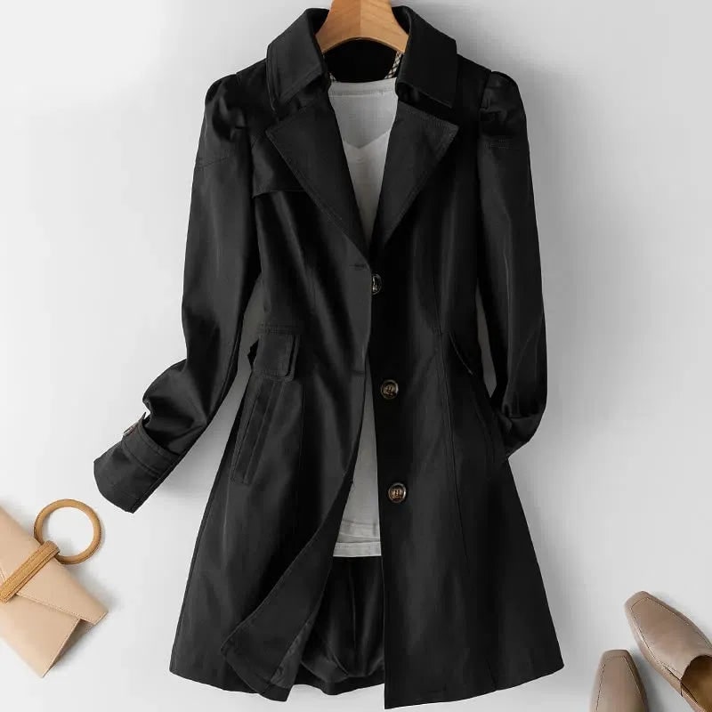 Women's Water Resistant Classic Trench Coat with Notched Lapels - Image 4