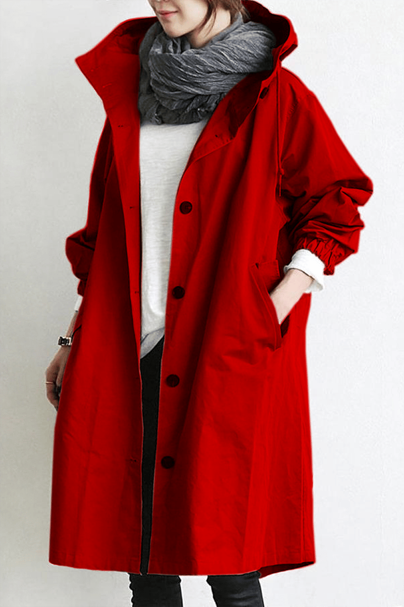 Women's Water Resistant Hooded Trench Coat with Drawstring Waist - Image 6