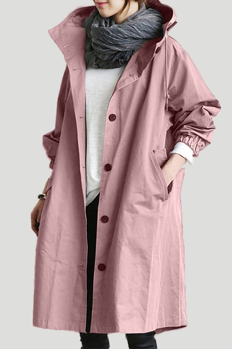 Women's Water Resistant Hooded Trench Coat with Drawstring Waist - Image 8