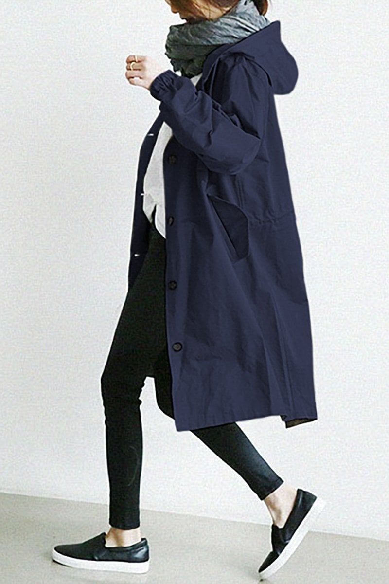 Women's Waterproof Hooded Trench Parka with Drawstring Waist - Image 5