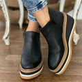 Women's Wedge Ankle Boots with Platform Heel and Side Zipper Leather - Image 1