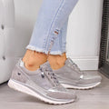 Women's Wedge Platform Sneakers with Rhinestone Details and Side Zipper - Image 1