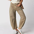Women's Wide Leg Barrel Jeans | Five-Pocket Button Zip - Image 2