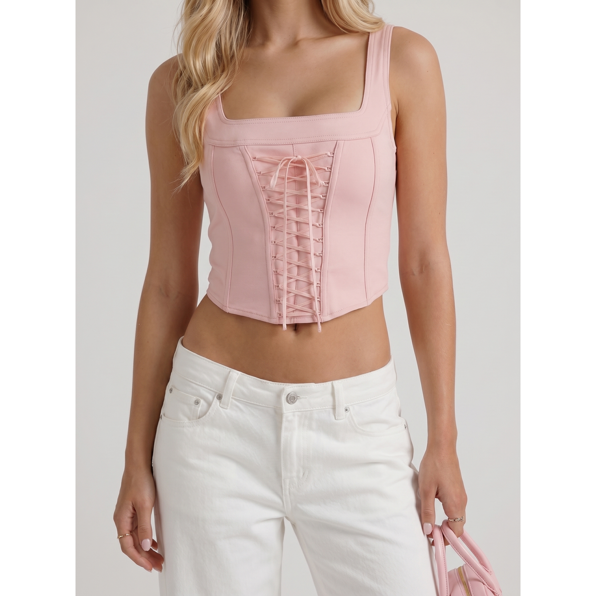Women's Wide Leg Denim Jeans with Embroidered Back Bow Detail and Mid Rise - Image 6
