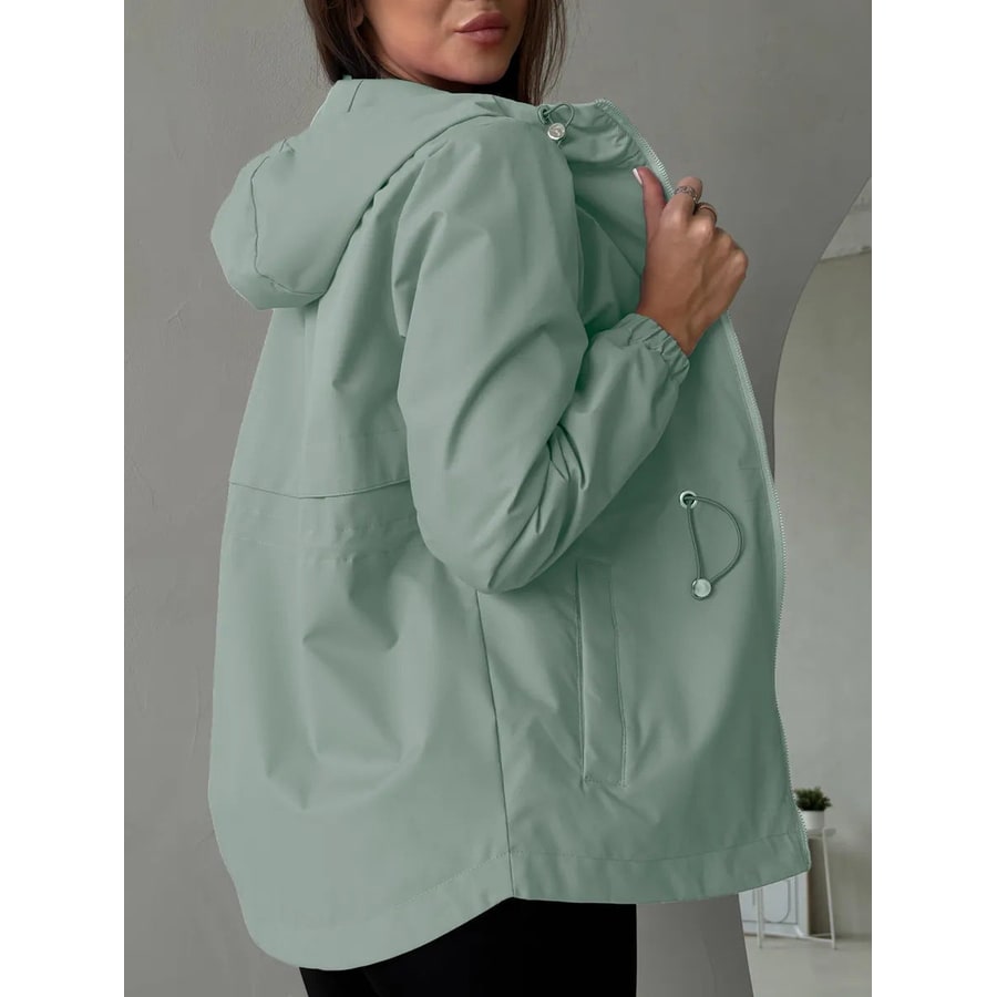 Women's Windbreaker Jacket with Hood and Drawstring Waist - Image 10
