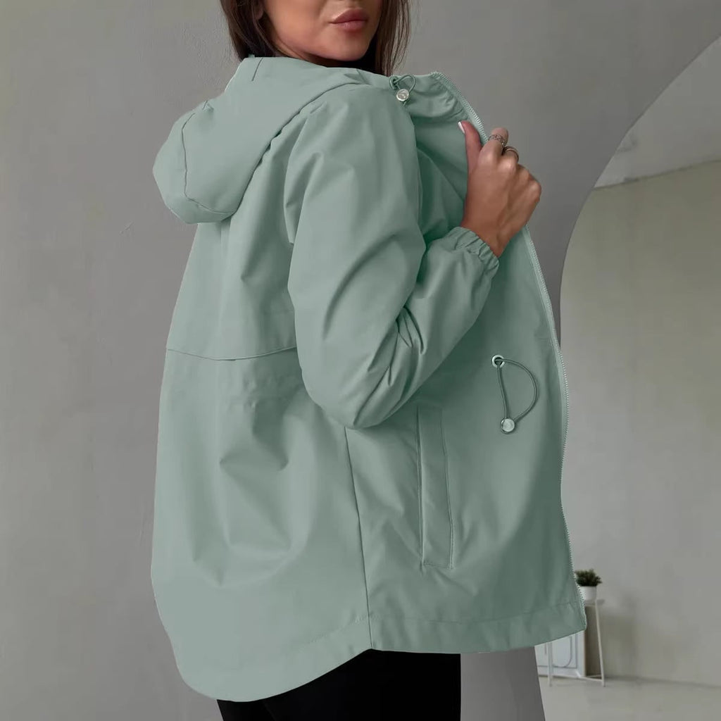 Women's Windbreaker Jacket with Hood and Drawstring Waist - Image 4