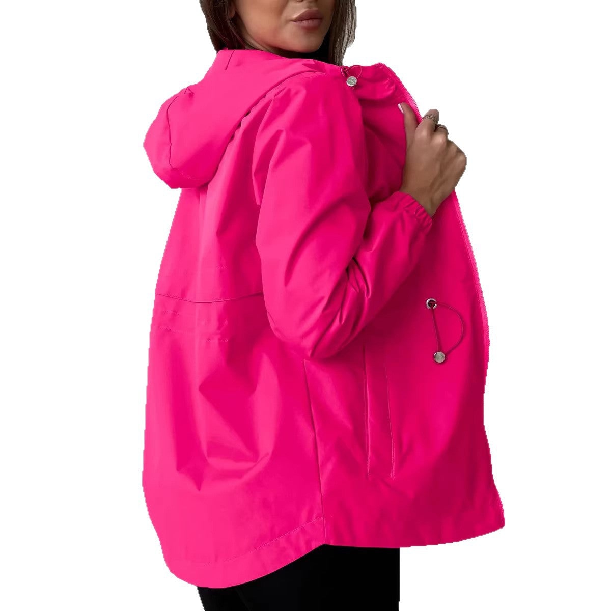 Women's Windbreaker Jacket with Hood and Drawstring Waist - Image 5
