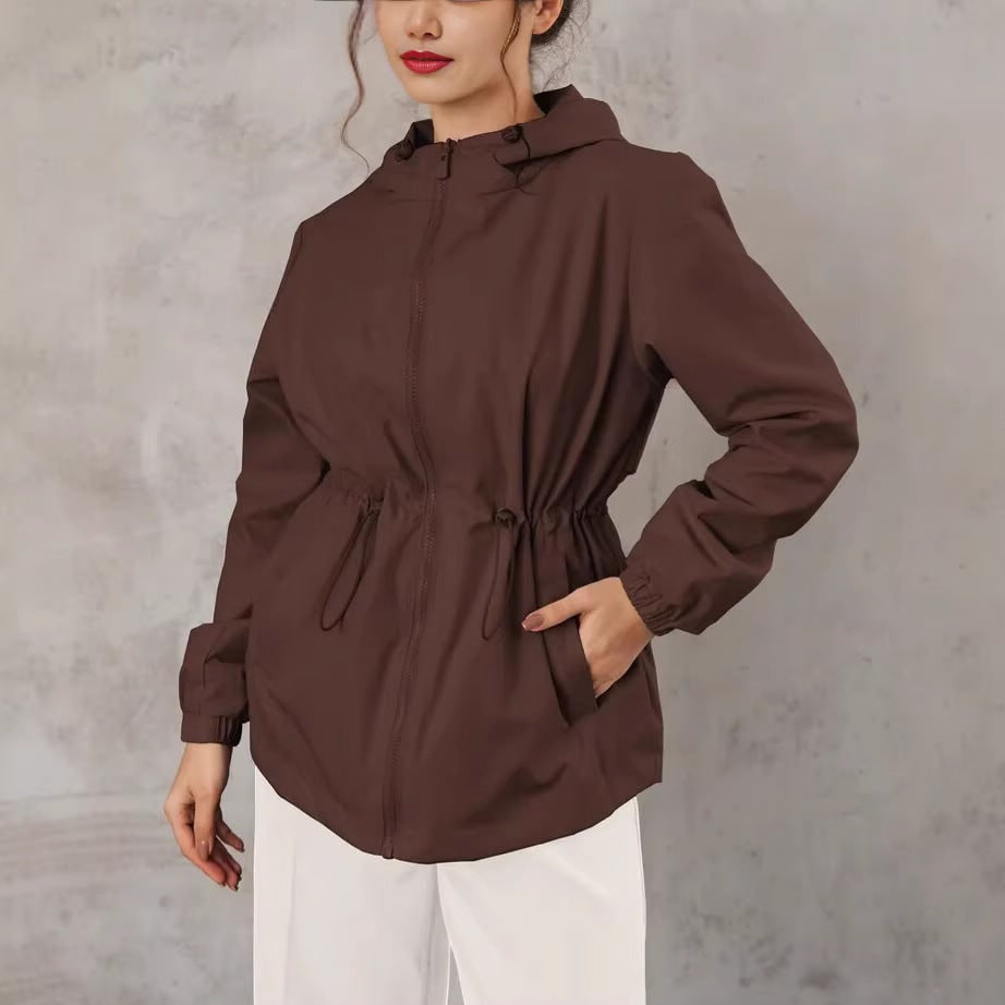 Women's Windbreaker Jacket with Hood and Drawstring Waist - Image 6