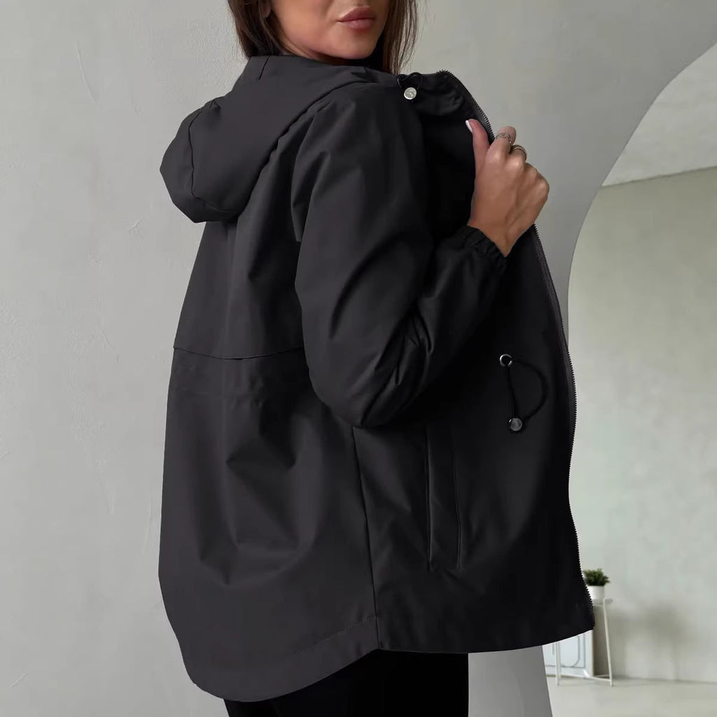 Women's Windbreaker Jacket with Hood and Drawstring Waist - Image 7