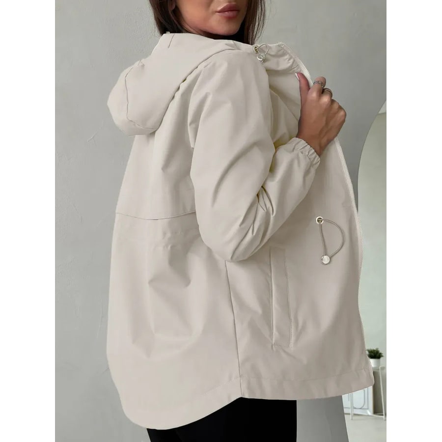 Women's Windbreaker Jacket with Hood and Drawstring Waist - Image 8