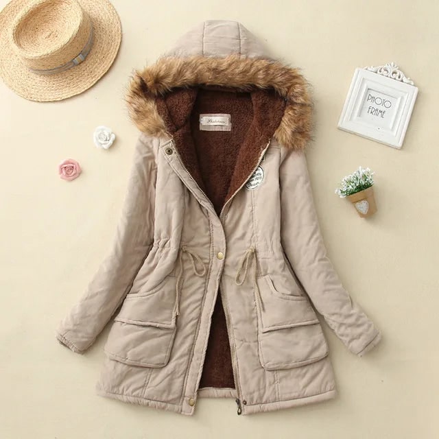 Women's Winter Coat with Hood Fleece-Lined Parka Jacket with Faux Fur Trim - Image 11