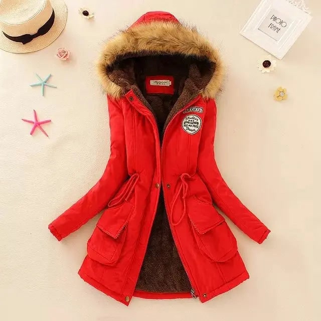 Women's Winter Coat with Hood Fleece-Lined Parka Jacket with Faux Fur Trim - Image 12