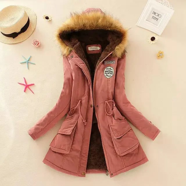 Women's Winter Coat with Hood Fleece-Lined Parka Jacket with Faux Fur Trim - Image 2