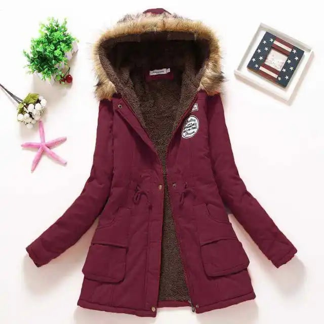 Women's Winter Coat with Hood Fleece-Lined Parka Jacket with Faux Fur Trim - Image 20
