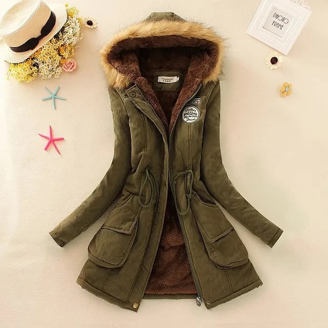 Women's Winter Coat with Hood Fleece-Lined Parka Jacket with Faux Fur Trim - Image 6