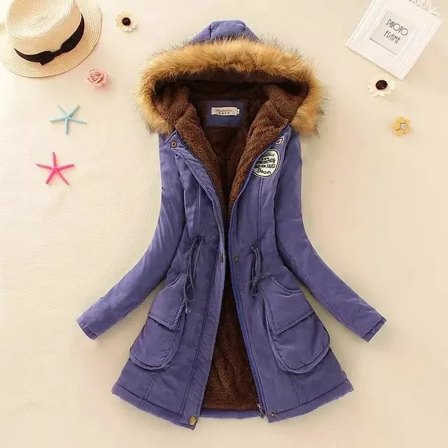 Women's Winter Coat with Hood Fleece-Lined Parka Jacket with Faux Fur Trim - Image 9