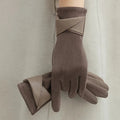 Women's Winter Gloves Insulated Fleece Lined Faux Suede with Cuff Detail - Image 1