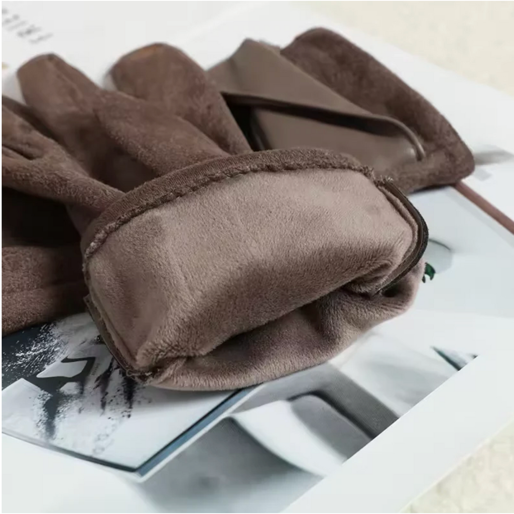 Women's Winter Gloves Insulated Fleece Lined Faux Suede with Cuff Detail - Image 2
